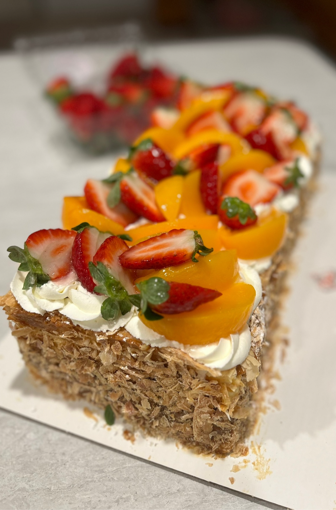 Peach and strawberries