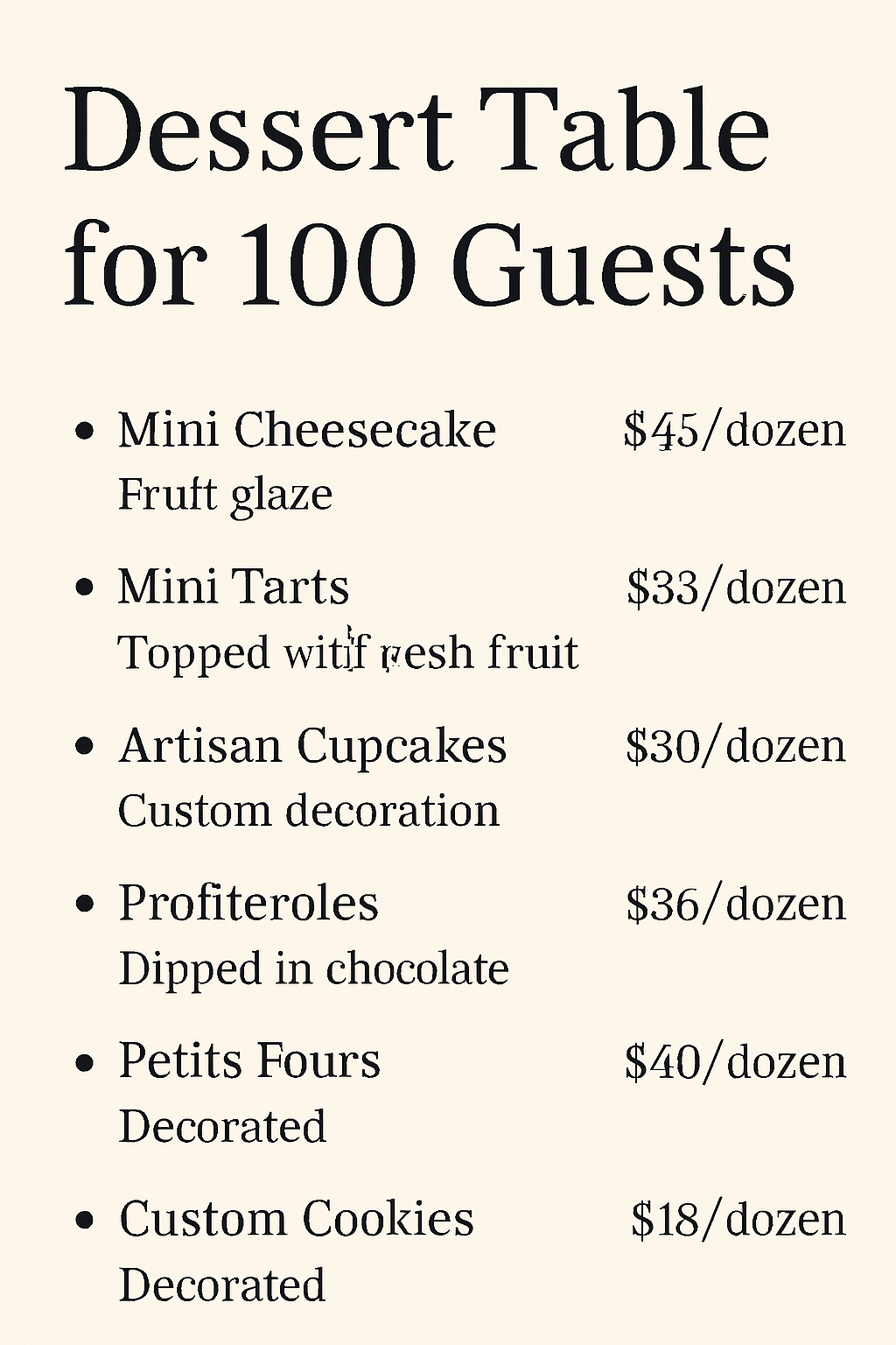 Themed Dessert table for Anniversaries.( Does not include decoration)