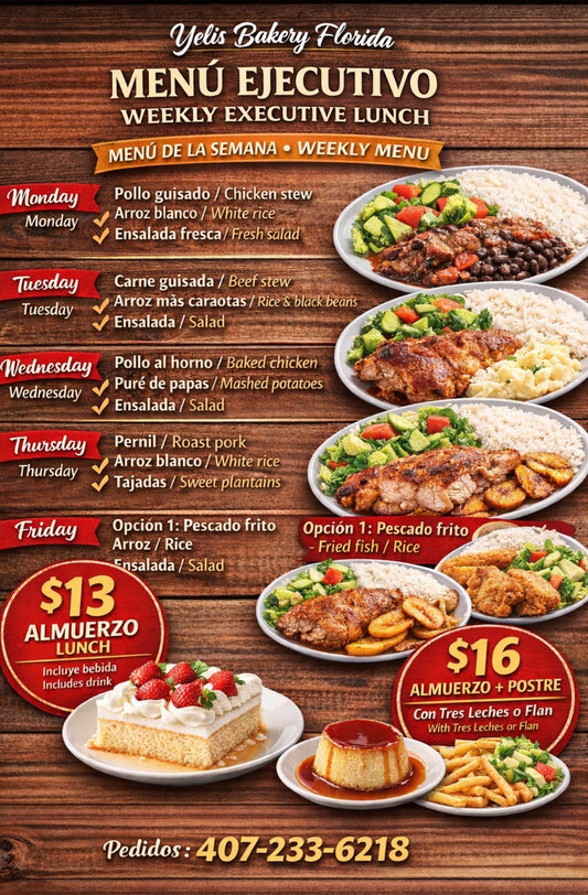 Almuerzo ejecutivo sin postre /Executive Lunch Without dessert.