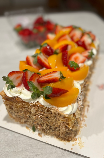 Peach and strawberries