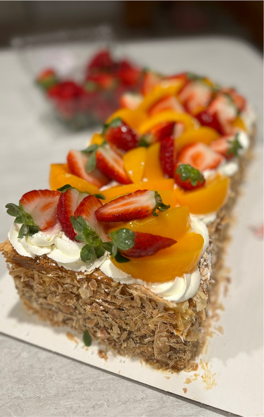 Peach and strawberries